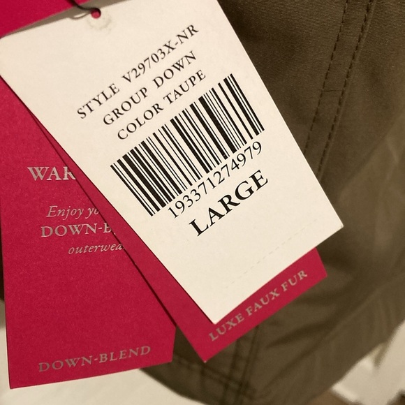 VINCE CAMUTO taupe down blend with luxe faux fur hood outerwear jacket by - Picture 15 of 15